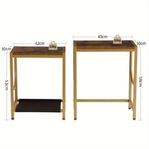 End Table Set of 2 with Gold Metal Frame Small Side Table for Living Room Bedroom Bedside Sofa Table for Small Space Small End Table Easy Assemble Gold