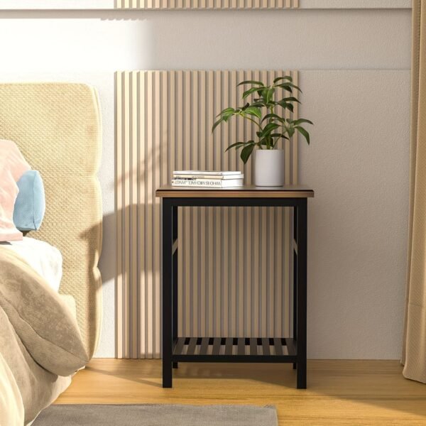 Bedside table, coffee table, bamboo nightstand, side table for bedroom, living room, lounge, space saving, easy to assemble
