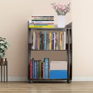 3-Tier Open Bookshelf, Bookshelves Storage Display Cabinet with Universal Wheels, Standing Bookcase, Home Bookcases Book Shelves