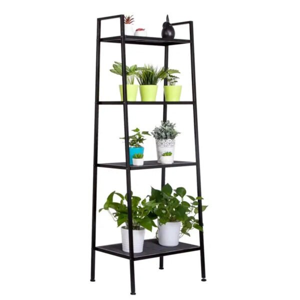 4 Tier Bookshelf Indoor Flower Pot Stand Modern Ladder Book Shelf Multifunction Bookcase Storage Rack Indoor Outdoor Organizer