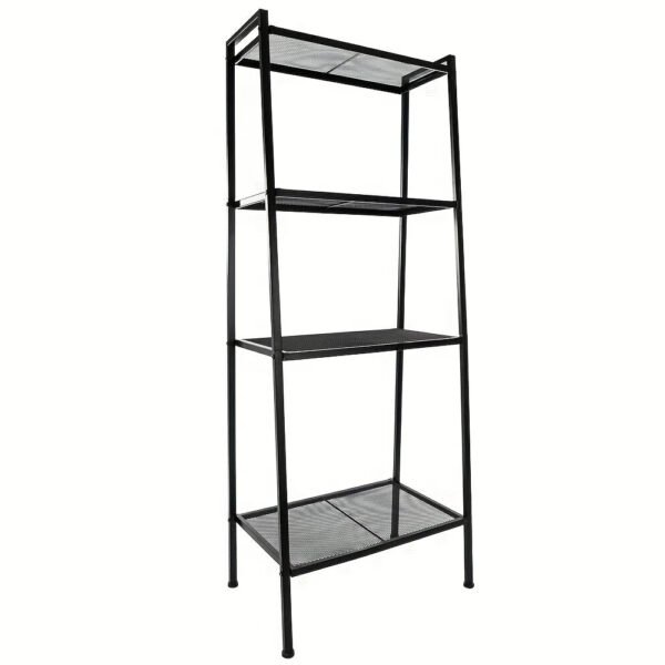 4-Tier Ladder Shelf Bookcase, Multipurpose Iron Widen Ladder Bookshelf Plant Storage Organizer Rack, Display Rack for Home