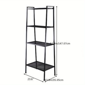 4-Tier Ladder Shelf Bookcase, Multipurpose Iron Widen Ladder Bookshelf Plant Storage Organizer Rack, Display Rack for Home