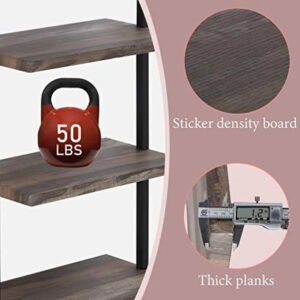 4-Tier Wall Mount Ladder Storage Bookshelf Industrial Bookcase with Metal Frame Modern Wood Shelf Unit Home Office Retro Style