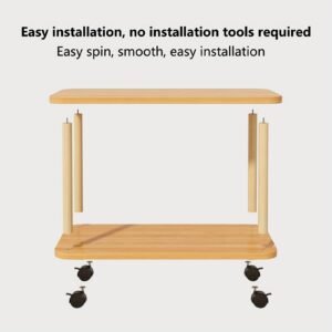 Sturdy Rolling Wooden Side Table with Smooth Wheels - No Leg Design, 2-Tier Storage for Small Spaces - Perfect as Sofa End, Couch, Nightstand or Bedside Table - Modern, Space-Saving Solution for Living Room & Bedroom