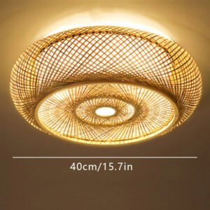 40CM Bamboo Wicker Rattan Ceiling Light Fixture Flush Mount Asian Art Pendant Lamp  Commercial Restaurant Personalized Shop