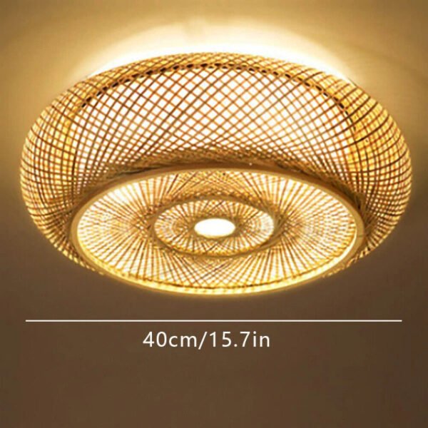 40CM Bamboo Wicker Rattan Ceiling Light Fixture Flush Mount Asian Art Pendant Lamp  Commercial Restaurant Personalized Shop