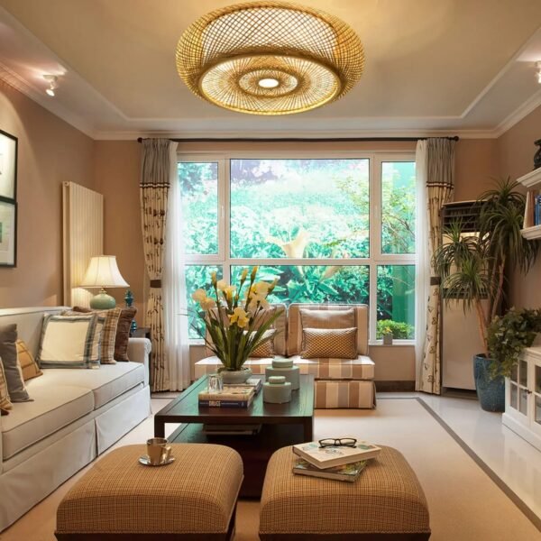 40CM Bamboo Wicker Rattan Ceiling Light Fixture Flush Mount Asian Art Pendant Lamp  Commercial Restaurant Personalized Shop
