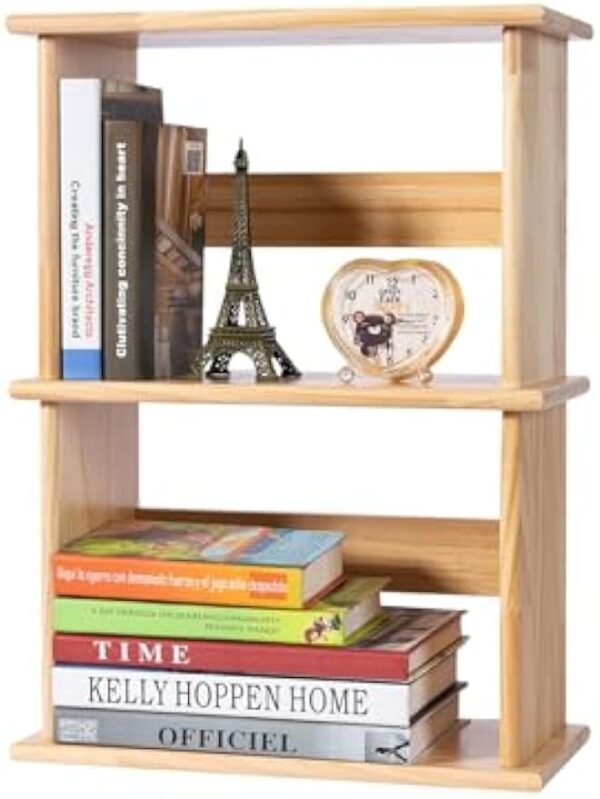 Storage Shelf, 2-Tier Open Bookcase with Adjustable Storage Shelves, Floor Standing Unit, Bookshelf for Study, Living Room, Kids Room Decor, Kitchen,Bathroom, Natural