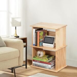 Storage Shelf, 2-Tier Open Bookcase with Adjustable Storage Shelves, Floor Standing Unit, Bookshelf for Study, Living Room, Kids Room Decor, Kitchen,Bathroom, Natural