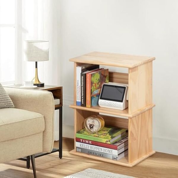 Storage Shelf, 2-Tier Open Bookcase with Adjustable Storage Shelves, Floor Standing Unit, Bookshelf for Study, Living Room, Kids Room Decor, Kitchen,Bathroom, Natural