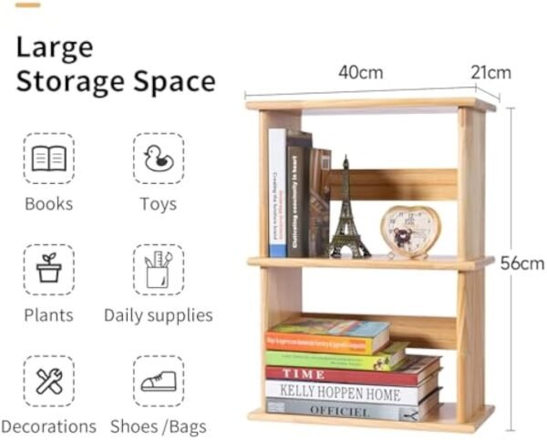 Storage Shelf, 2-Tier Open Bookcase with Adjustable Storage Shelves, Floor Standing Unit, Bookshelf for Study, Living Room, Kids Room Decor, Kitchen,Bathroom, Natural