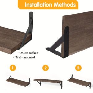4pcs Rustic Wood Floating Shelves - Durable Storage Solution with Aesthetic Charm - Perfect for Wall Decor in Bathroom, Bedroom & Living Room