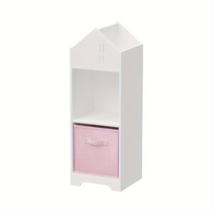 1pc Bookcase with Storage, 2-Tier Storage Display Organizer, Bookshelf with Collapsible Fabric Drawers for Bedroom or Playroom