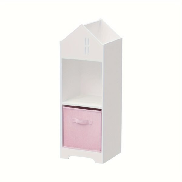 1pc Bookcase with Storage, 2-Tier Storage Display Organizer, Bookshelf with Collapsible Fabric Drawers for Bedroom or Playroom