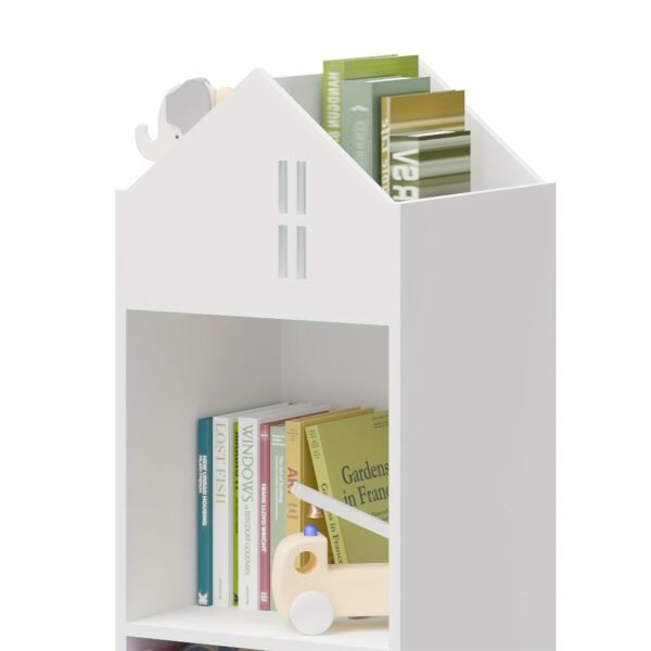 1pc Bookcase with Storage, 2-Tier Storage Display Organizer, Bookshelf with Collapsible Fabric Drawers for Bedroom or Playroom