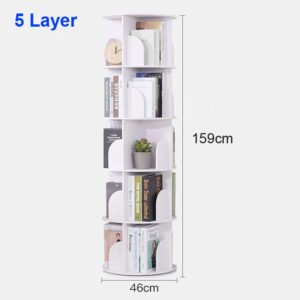 5 Layer Organizer Bookshelf Landing Office Study Round Rotating Storage Shelf Dormitory Corner Primary School Bookcase Holder