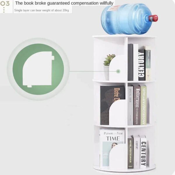 5 Layer Organizer Bookshelf Landing Office Study Round Rotating Storage Shelf Dormitory Corner Primary School Bookcase Holder