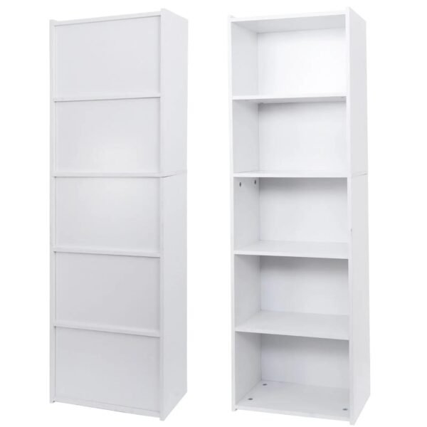 5-Tier Bookshelf Narrow Bookcase Wood Cube Storage Freestanding Open Shelf White
