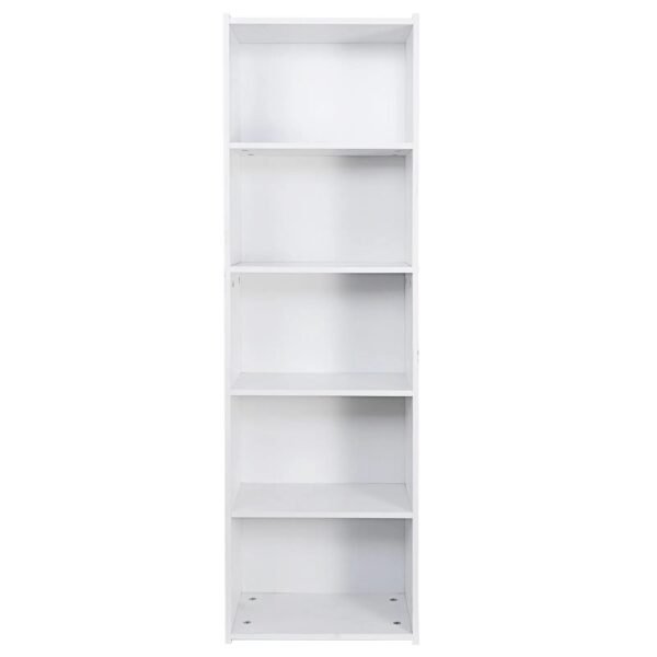 5-Tier Bookshelf Narrow Bookcase Wood Cube Storage Freestanding Open Shelf White