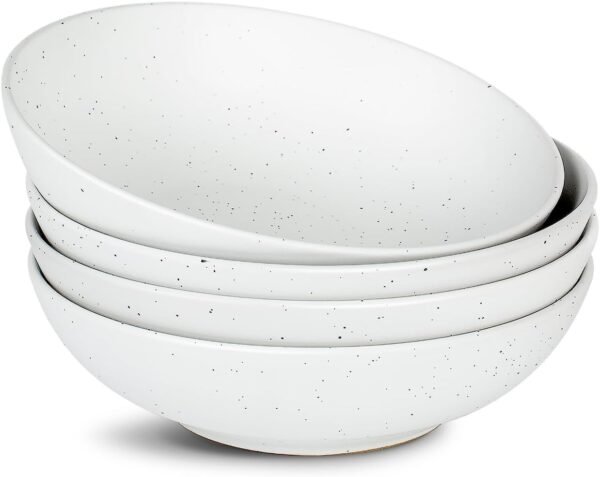 famiware Moon Pasta Bowls Set of 4, Large Salad Bowls, 8.75 Inch Ceramic Bowls for Serving Dinner, Microwave and Dishwasher Safe, Multi-color