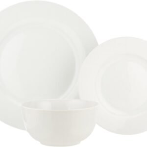 Amazon Basics 18-Piece Kitchen Dinnerware Set, Plates, Dishes, Bowls, Service for 6 - White