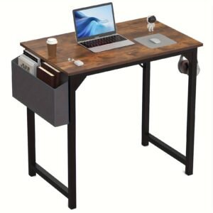 1pc Computer Desk For Small Spaces With Storage Bag, Home Office Work Desk With Headphone Hook, Small Office Desk Study Writing Table