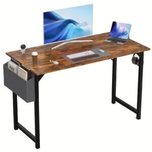 1pc Computer Desk For Small Spaces With Storage Bag, Home Office Work Desk With Headphone Hook, Small Office Desk Study Writing Table