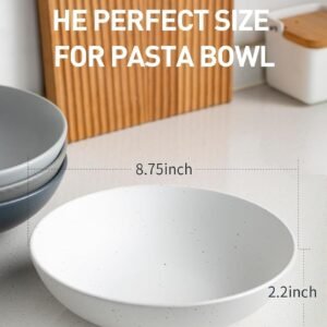 famiware Moon Pasta Bowls Set of 4, Large Salad Bowls, 8.75 Inch Ceramic Bowls for Serving Dinner, Microwave and Dishwasher Safe, Multi-color