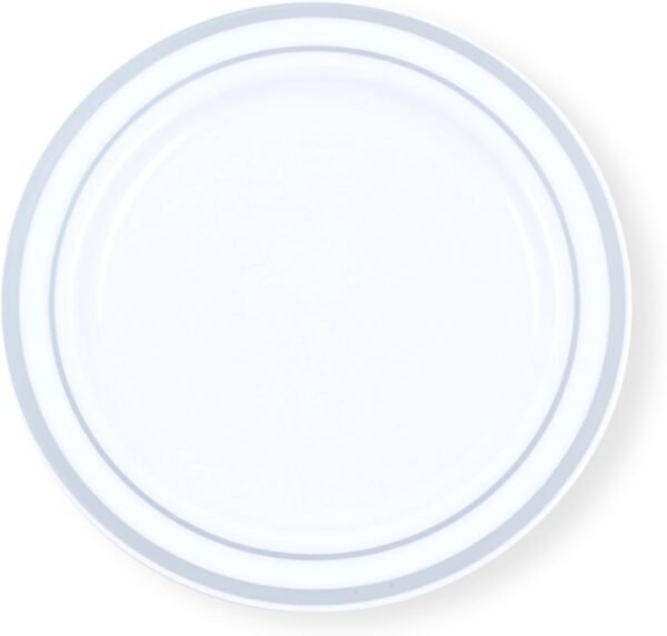 60-Piece Plastic Plates Set Premium 30 Dinner Plates & 30 Salad Plates Pack, Disposable Plates for Party - White Plastic Wedding Plates with Rose Gold Rim