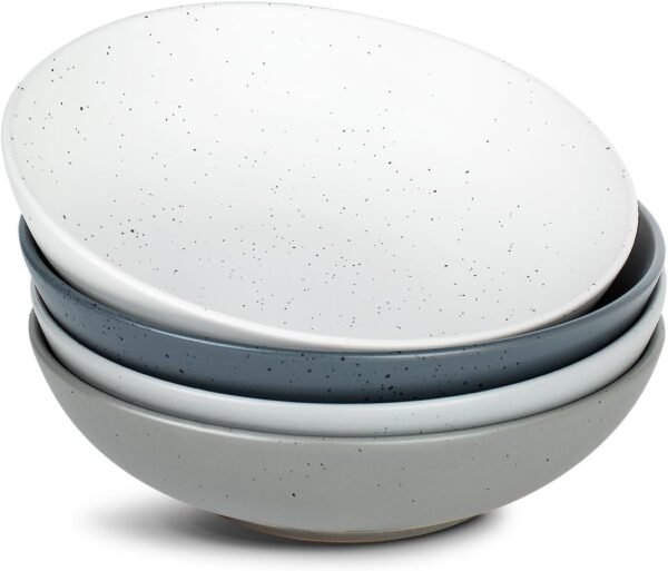 famiware Moon Pasta Bowls Set of 4, Large Salad Bowls, 8.75 Inch Ceramic Bowls for Serving Dinner, Microwave and Dishwasher Safe, Multi-color