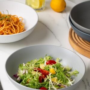 famiware Moon Pasta Bowls Set of 4, Large Salad Bowls, 8.75 Inch Ceramic Bowls for Serving Dinner, Microwave and Dishwasher Safe, Multi-color