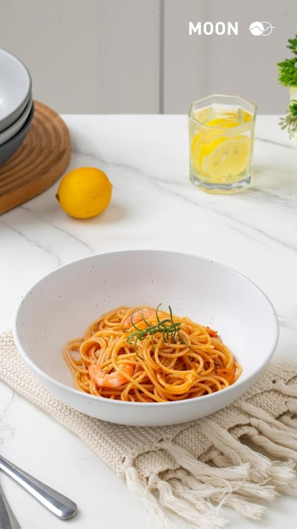 famiware Moon Pasta Bowls Set of 4, Large Salad Bowls, 8.75 Inch Ceramic Bowls for Serving Dinner, Microwave and Dishwasher Safe, Multi-color