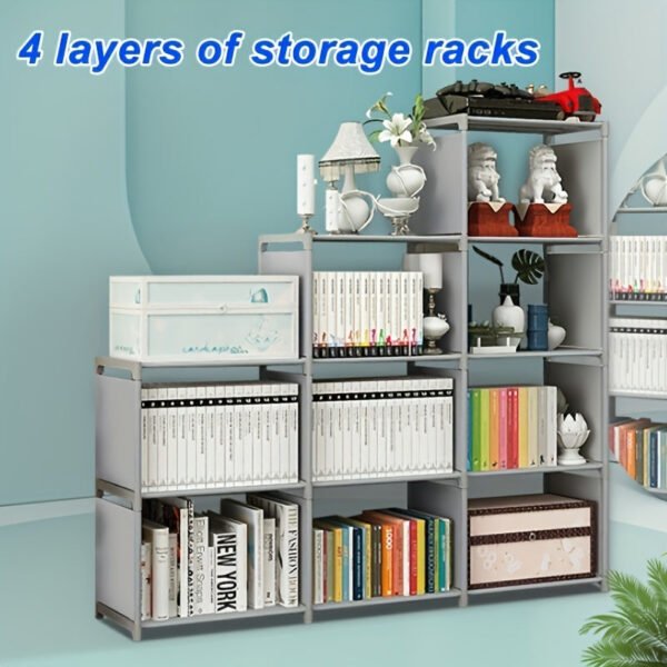 1pc Versatile 9-Layer Bookshelf - Modular Design, Space-Saving, Ideal for Living Room & Bedroom - Store Books, Clothes & More