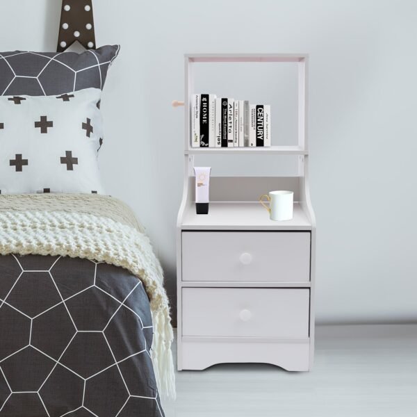 Bedside Table with Storage Shelf - Modern Tall Nightstand for Bedrooms and Living Rooms