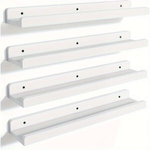 4pcs Floating Shelves, Shelves,  Wall Mounted Shelves for Home Decor and Storage, Modern Ledges for Living Room, Bedroom, Bathroom, Office Easy To Install, Convenient For Classification, Quick To Pick Up, Stable And Reliable (White/Black)23.6x4.3in