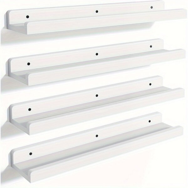 4pcs Floating Shelves, Shelves,  Wall Mounted Shelves for Home Decor and Storage, Modern Ledges for Living Room, Bedroom, Bathroom, Office Easy To Install, Convenient For Classification, Quick To Pick Up, Stable And Reliable (White/Black)23.6x4.3in