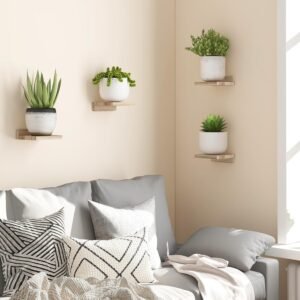 Fixwal Floating Shelves for Wall, Rustic Wood Small Wall Mounted Shelves for Bedroom, Living Room, Kitchen, Bathroom Decor, Set of 4, 5 x 5 Inches (Carbonized Black)