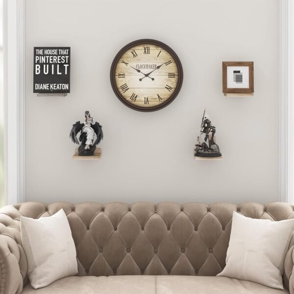 Fixwal Floating Shelves for Wall, Rustic Wood Small Wall Mounted Shelves for Bedroom, Living Room, Kitchen, Bathroom Decor, Set of 4, 5 x 5 Inches (Carbonized Black)