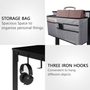 71Q4JuBtCOL._AC_SL1500.jpg Rolling Computer Desk with 4 Smooth Wheels, Simple Style Mobile Writing Desk Home Office Study Table Movable Workstation with Metal Frame (Black, 32")