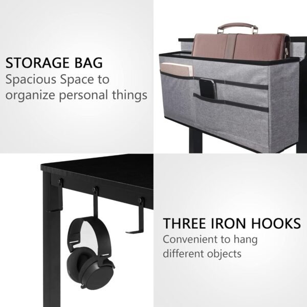 71Q4JuBtCOL._AC_SL1500.jpg Rolling Computer Desk with 4 Smooth Wheels, Simple Style Mobile Writing Desk Home Office Study Table Movable Workstation with Metal Frame (Black, 32")