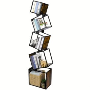 Five-storey bookshelf, Tall bookshelf, Industrial Bookshelf, Mid-century Modern bookshelf, Unique bookshelf, inclined metal bookshelf, bookshelf decoration storage shelf, display shelf