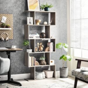 5-Tier Wooden Bookshelf Room Divider - Stylish Storage & Decorative Partition - Spacious Shelves for Bedroom, Office Organization