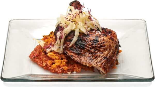 Libbey Tempo Glass Dinnerware Set, Sleek Square Clear Glass Plates and Bowls Set of 12, Dishwasher Safe Glass Dishes Set for Dinners and Parties