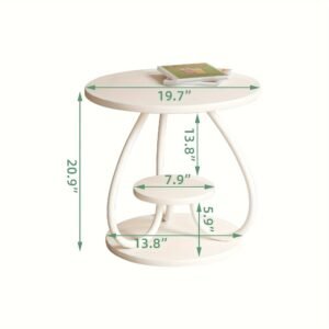 3-Tier End Table, Round Indoor Outdoor Side Table, Modern White Nightstand Bedside Table For Living Room Bedroom Balcony, Home Decor, Easy Assembly, Sturdy And Multifunctional For Small Spaces.