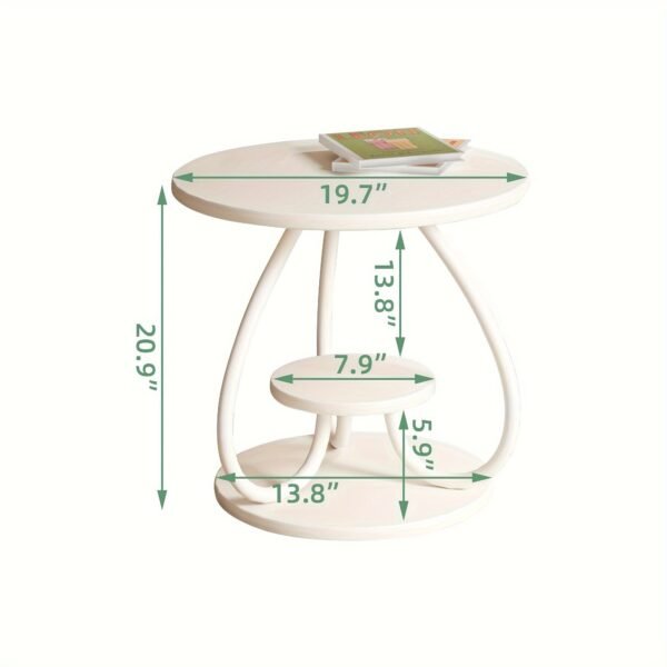 3-Tier End Table, Round Indoor Outdoor Side Table, Modern White Nightstand Bedside Table For Living Room Bedroom Balcony, Home Decor, Easy Assembly, Sturdy And Multifunctional For Small Spaces.