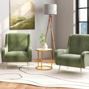 Glamorous Marble Top Round Side Table - 16x16 End Table with Glimmering Golden Metal Frame - Polished Elegance for Your Living Space