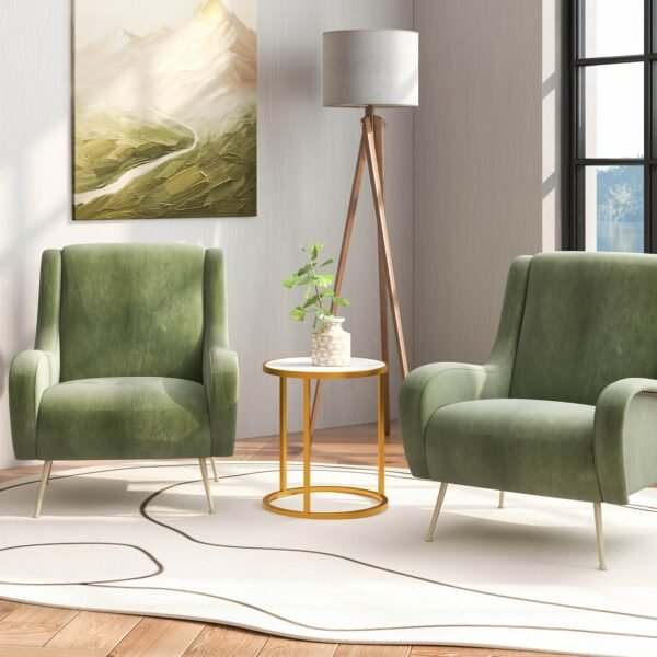 Glamorous Marble Top Round Side Table - 16x16 End Table with Glimmering Golden Metal Frame - Polished Elegance for Your Living Space