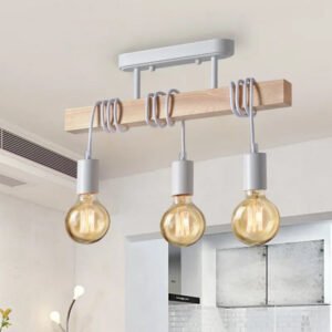 American Retro Wood Art Winding Suction Hanging Dual-use Lamps Living Room Dining Room Bedroom Chandelier Ceiling Light