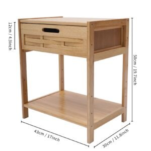 Bamboo Nightstand Bedside Table Side Table End Table With Drawer And Storage Shelf For Bedroom Easy Assembly