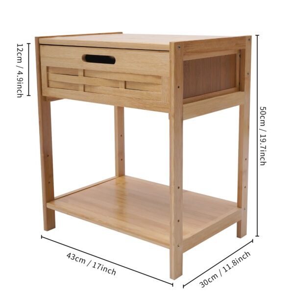 Bamboo Nightstand Bedside Table Side Table End Table With Drawer And Storage Shelf For Bedroom Easy Assembly